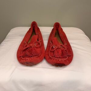 Coach Nadia Red Suede Tassel Driving Loafer Flats – Size 7B / EU 37
